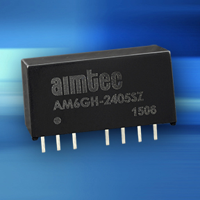 6 watt AM6GH-Z series DC-DC converters features an ultra-wide input voltage range and on/off control in SIP8 package